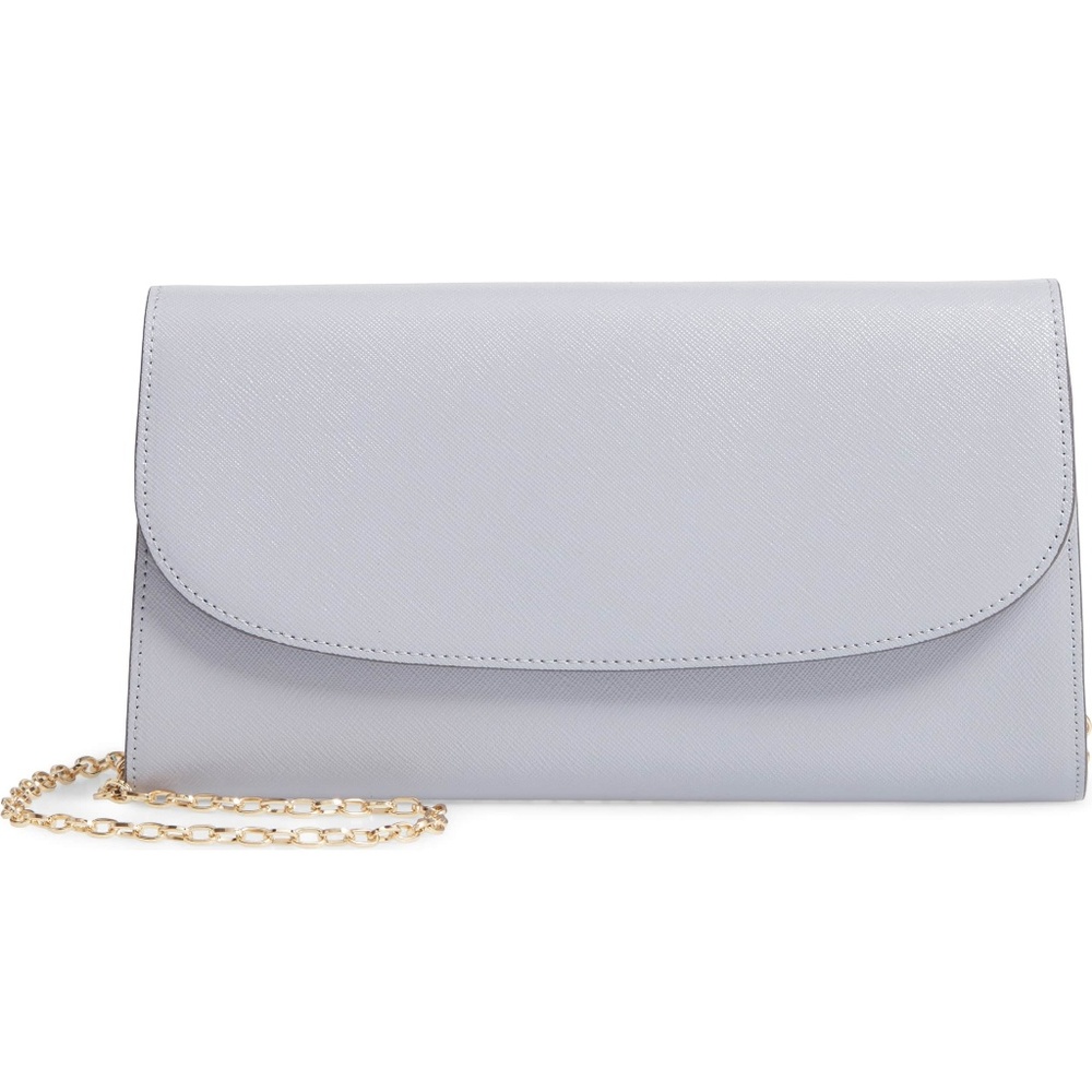 Nordstrom Leather Clutch - Grey Lilac